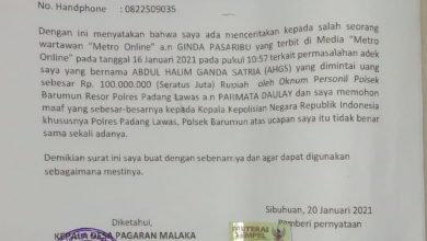 Photo of Sebar Hoax, RN  Sampaikan Permohonan Maaf Secara Tertulis kepada Kepolres Padanglawas  