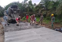 Photo of Dikebut Satgas Kodim 0204/DS, Pengecoran Jalan TMMD Bertambah 190 Meter Lagi