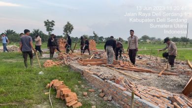 Photo of Bangunan Liar di Lahan PTPN2 HGU 115 Kebun Bandar Kalifah Dirobohkan