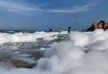 Photo of Pantai Tohia di Gunungsitoli Dipenuhi Busa bak Salju hingga Jadi Tontonan Warga