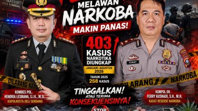 Photo of Perang Melawan Narkoba Makin Panas, 403 Kasus Diungkap Polresta Deli Serdang Januari–Agustus 2026