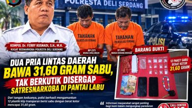 Photo of Dua Pria Lintas Daerah Bawa 31,60 Gram Sabu, Tak Berkutik Disergap Satresnarkoba di Pantai Labu