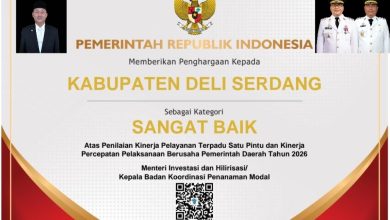 Photo of Pemkab Deli Serdang Kembali Raih Prestasi, Kali Ini Dari Kementerian Investasi: Predikat Sangat Baik Terhadap Penilaian Kinerja Investasi 2026